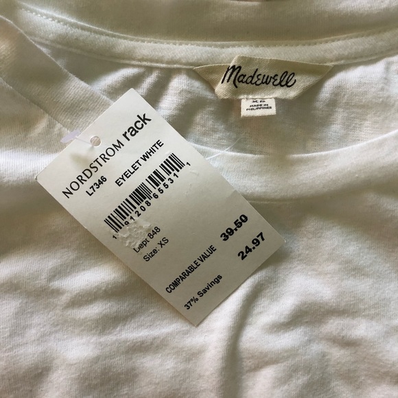 Madewell Knot Back T-Shirt White, X-Small NWT - Picture 9 of 9